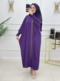 بنفسجي - نسيج غير مبطن - قبة مدورة - عباية
