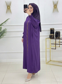 بنفسجي - نسيج غير مبطن - قبة مدورة - عباية