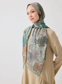 Foulard Craquelé Motif Floral Vert Tuva