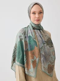 Foulard Craquelé Motif Floral Vert Tuva