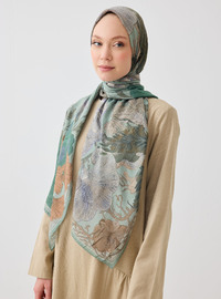 Foulard Craquelé Motif Floral Vert Tuva