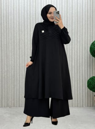 أسود - نسيج غير مبطن - قبة مدورة - أطقمة - MODANURSEDA