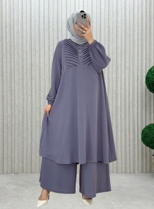 Anthracite - Tissu non doublé - Col rond - Ensemble - MODANURSEDA