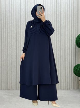 Navy Blue - Unlined - Crew neck - Suit - MODANURSEDA