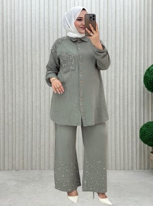 زيتي - نسيج غير مبطن - طوق كوبي - أطقمة - MODANURSEDA
