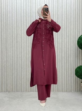 Bordeaux - Tissu non doublé - Collier cubain - Ensemble - MODANURSEDA