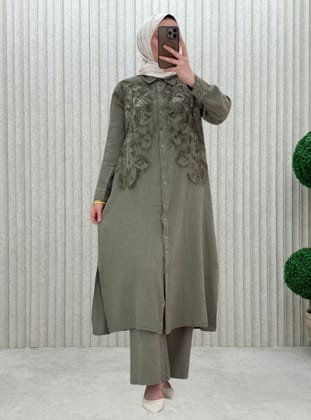 Kaki - Tissu non doublé - Collier cubain - Ensemble - MODANURSEDA