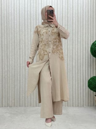 Stone Color - Unlined - Cuban Collar - Suit - MODANURSEDA