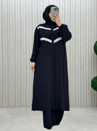 Noir - Tissu non doublé - Col chinois - Ensemble - MODANURSEDA