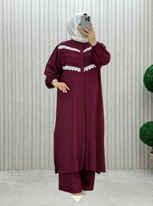 Bordeaux - Tissu non doublé - Col chinois - Ensemble - MODANURSEDA