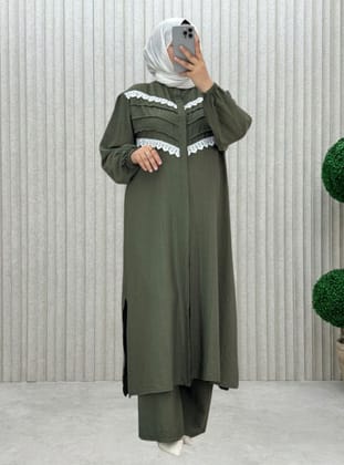 Kaki - Tissu non doublé - Col chinois - Ensemble - MODANURSEDA