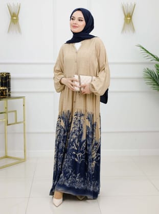 Navy Blue - Crew neck - Unlined - Modest Dress - MODANURSEDA