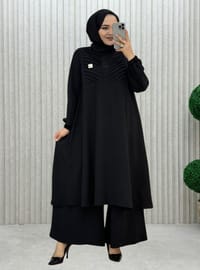 Black - Unlined - Crew neck - Suit