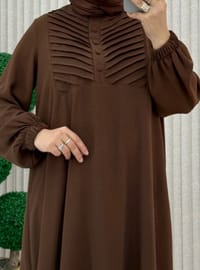 Brown - Unlined - Crew neck - Suit