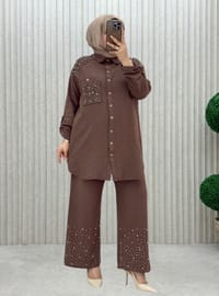 Marron - Tissu non doublé - Collier cubain - Ensemble