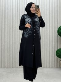 Noir - Tissu non doublé - Collier cubain - Ensemble