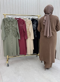 Marron - Tissu non doublé - Collier cubain - Ensemble