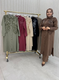 Marron - Tissu non doublé - Collier cubain - Ensemble