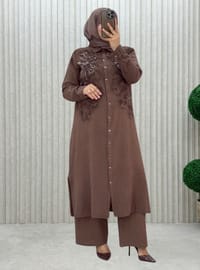 Marron - Tissu non doublé - Collier cubain - Ensemble