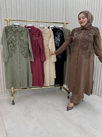 Marron - Tissu non doublé - Collier cubain - Ensemble