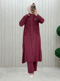 Bordeaux - Tissu non doublé - Collier cubain - Ensemble
