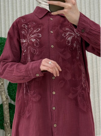 Bordeaux - Tissu non doublé - Collier cubain - Ensemble