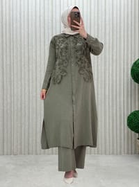 Kaki - Tissu non doublé - Collier cubain - Ensemble