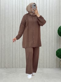 Marron - Tissu non doublé - Collier cubain - Ensemble