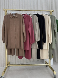 Gris - Tissu non doublé - Collier cubain - Ensemble