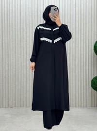 Black - Unlined - Crew neck - Suit