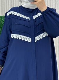 Navy Blue - Unlined - Crew neck - Suit