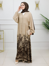 Brown - Crew neck - Unlined - Modest Dress