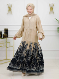 Black - Crew neck - Unlined - Modest Dress