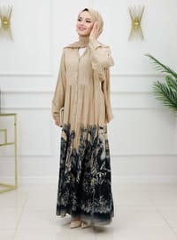 Black - Crew neck - Unlined - Modest Dress