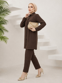 Marron - Tissu non doublé - Collier cubain - Ensemble