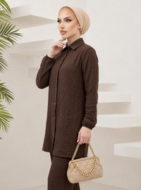 Marron - Tissu non doublé - Collier cubain - Ensemble