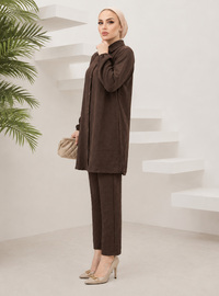 Marron - Tissu non doublé - Collier cubain - Ensemble